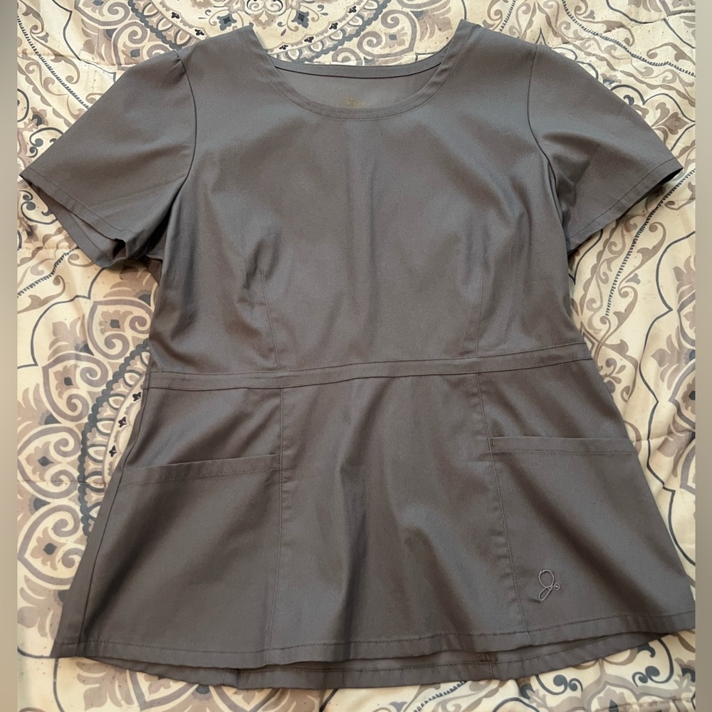 Jaanuu Womens Scrub Top in Gray